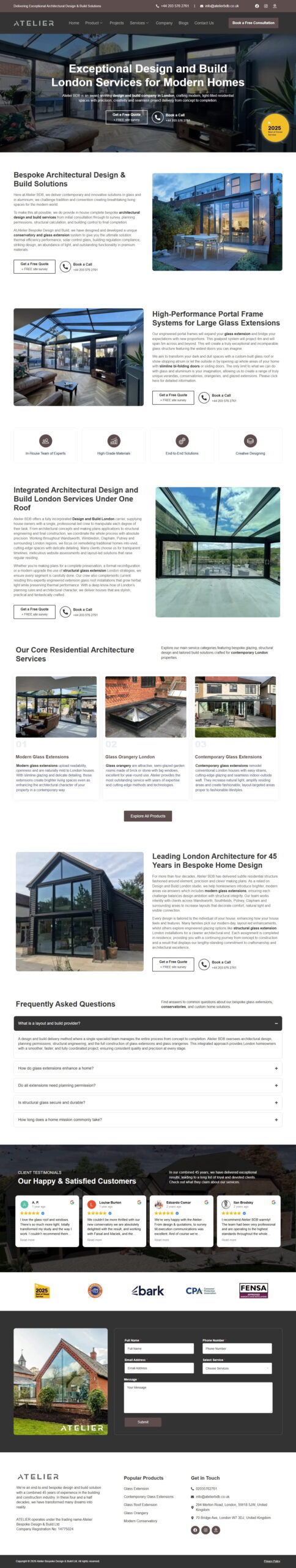 Atelier BDB UK Luxury Glass Extensions and Architecture SEO Case Study by BDM Solutions