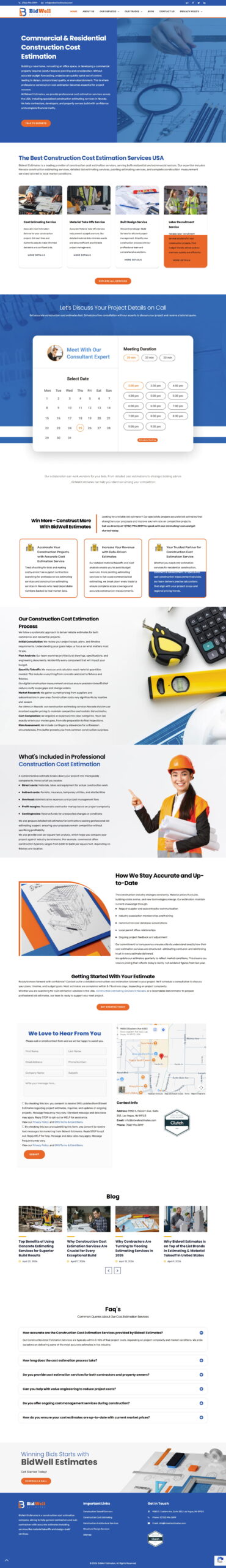 Bidwell Estimates USA Multi-State Construction SEO Strategy and #1 Google Ranking Case Study