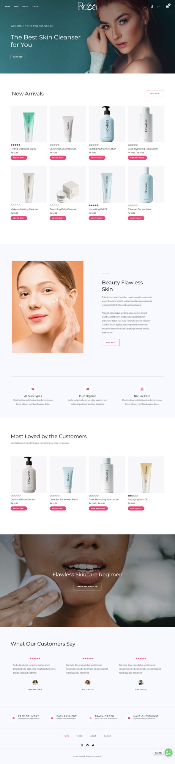 Rossa.pk Pakistan Skincare E-commerce Web Development Domain and Hosting Setup by BDM Solutions